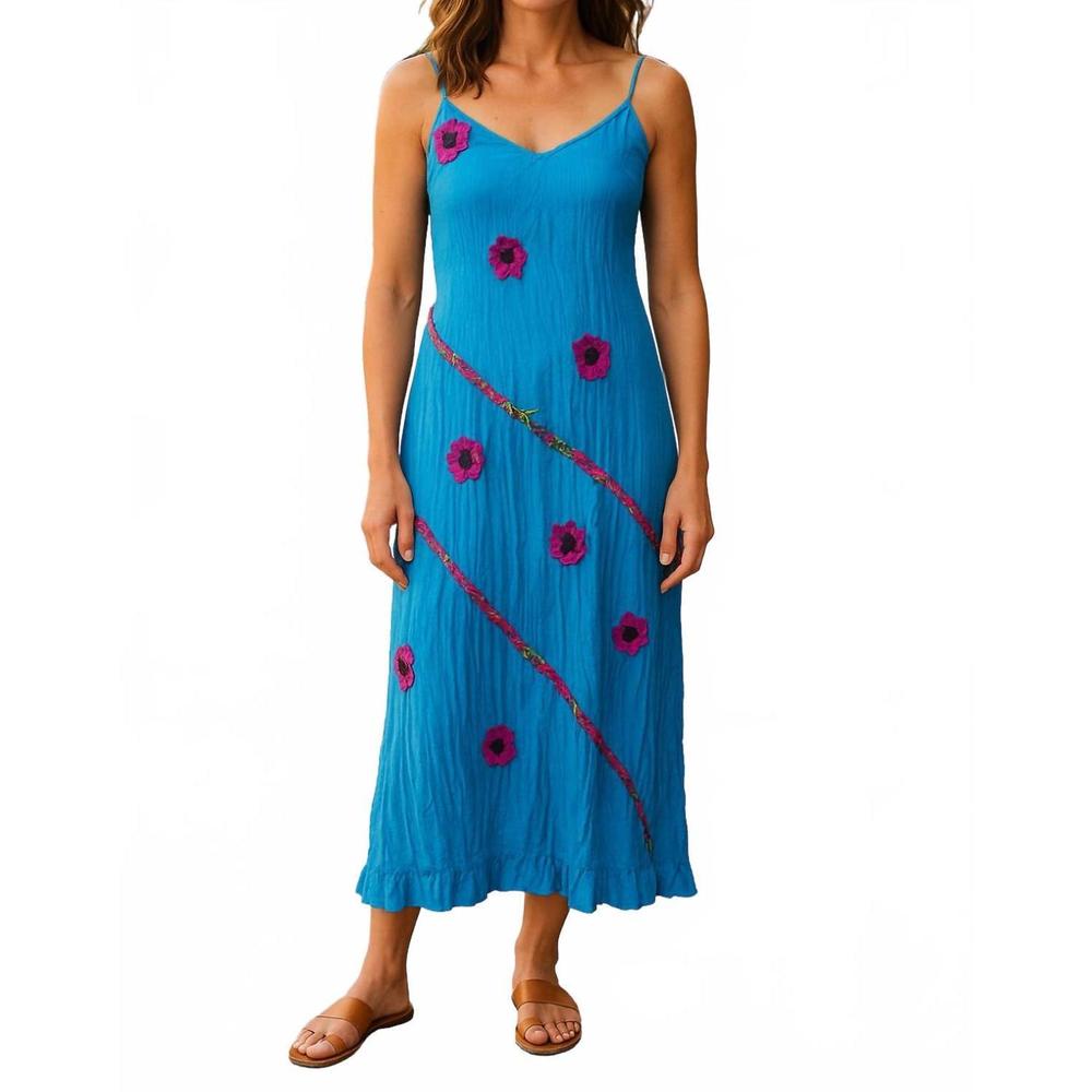 NEW DIVA USA sibella crushed dress in turquoise